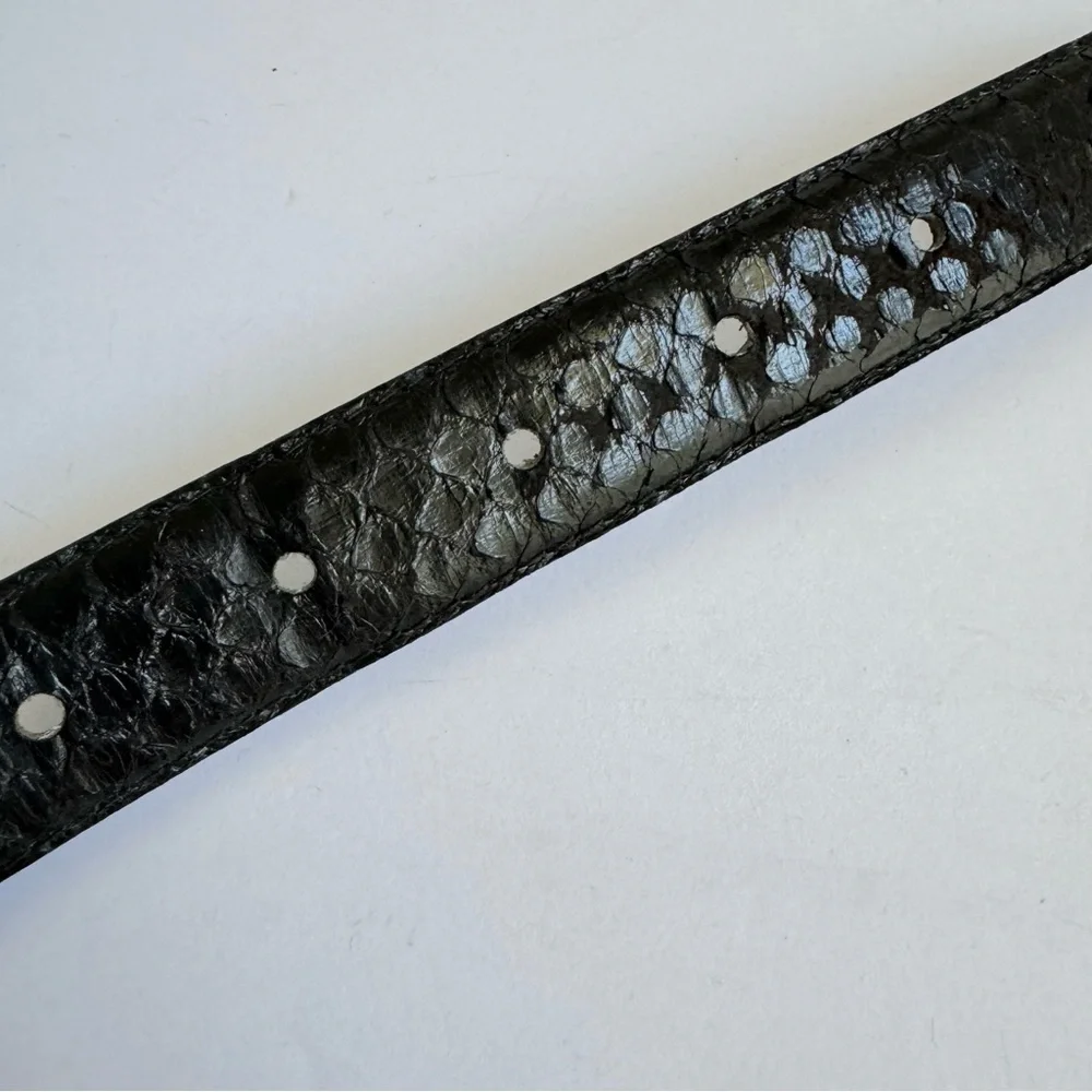Vintage Snakeskin Belt‎ Blake Reptile Leather Gold Tone Buckle Womens Medium